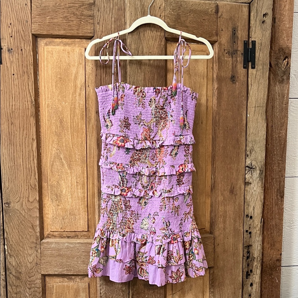 Farm Rio Smocked Mini Dress in Lavender